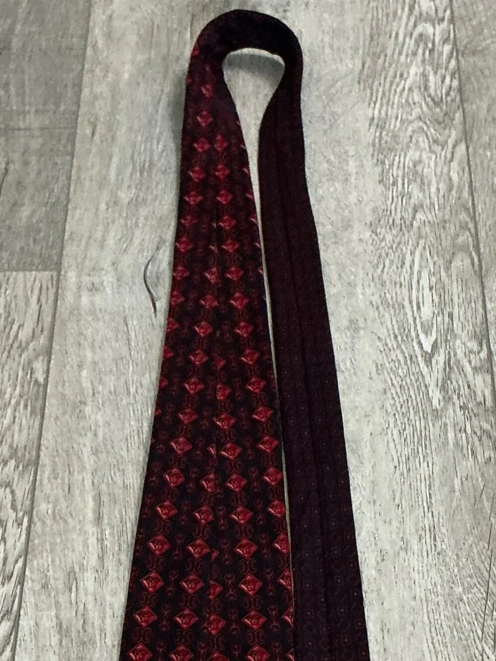 Gianni Versace Tie Black Red Silk Designer Necktie